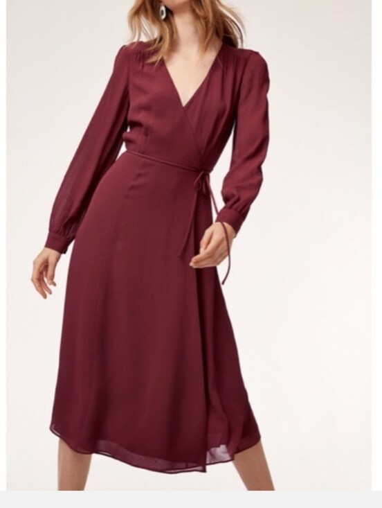 Wilfred Dresses & Skirts - New Wilfred Lina Feminine Wrap Dress Midi Red Rust Size XXS Lined Front Tie